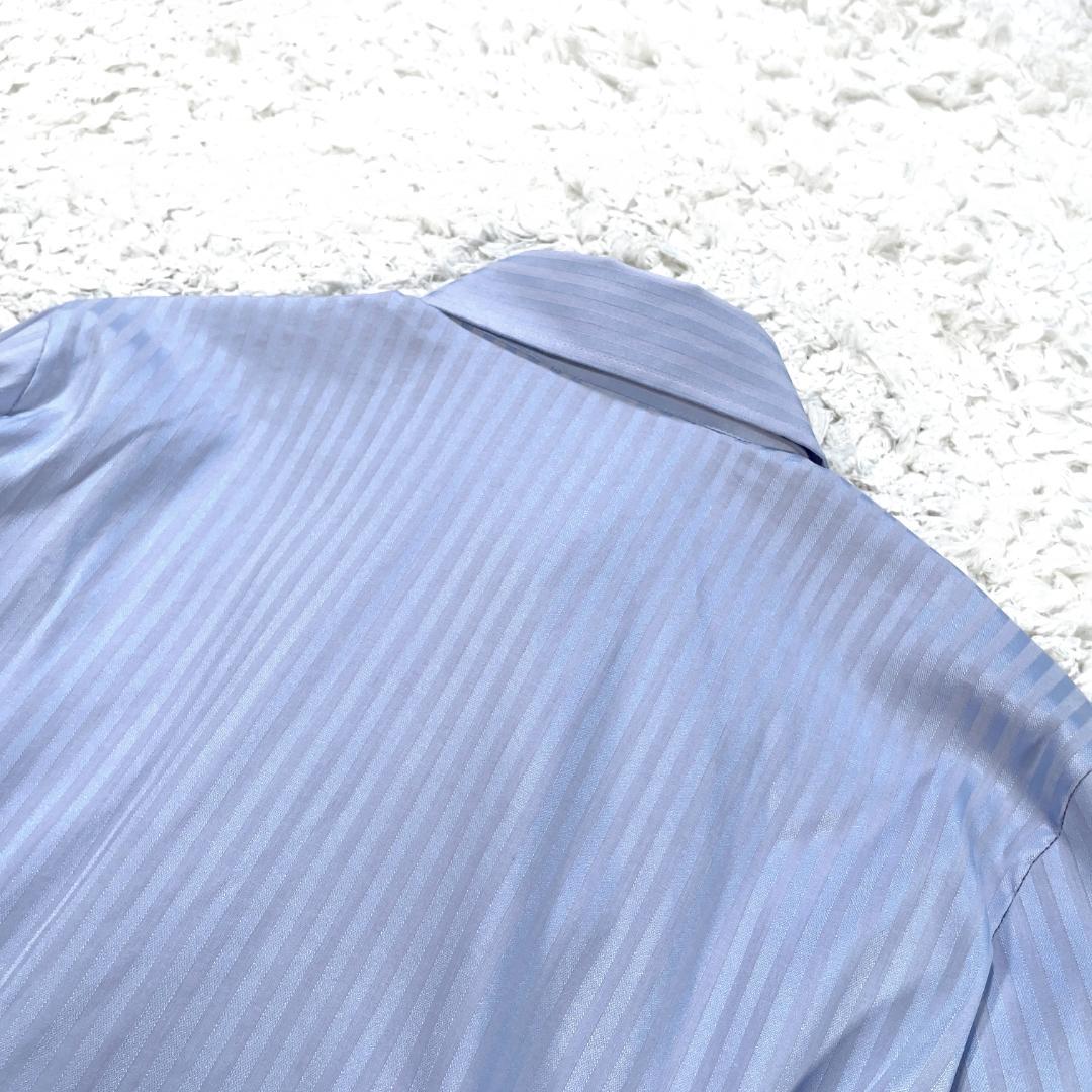✨新品級✨ ナラカミーチェ ストライプ フリルブラウス ストレッチ Ⅳ 水色