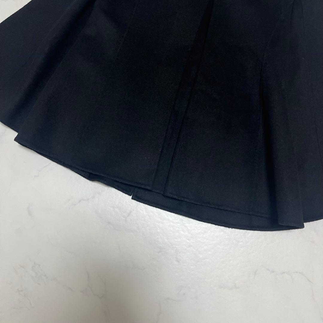 美品　ボールジィ ポンチョ風コート　カシミヤ混 ファー取り外し可能　黒　38