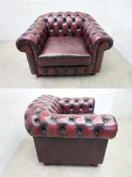 展示品■チェスターフィールド■英国伝統様式■本革■1人掛けソファ■イギリス■
