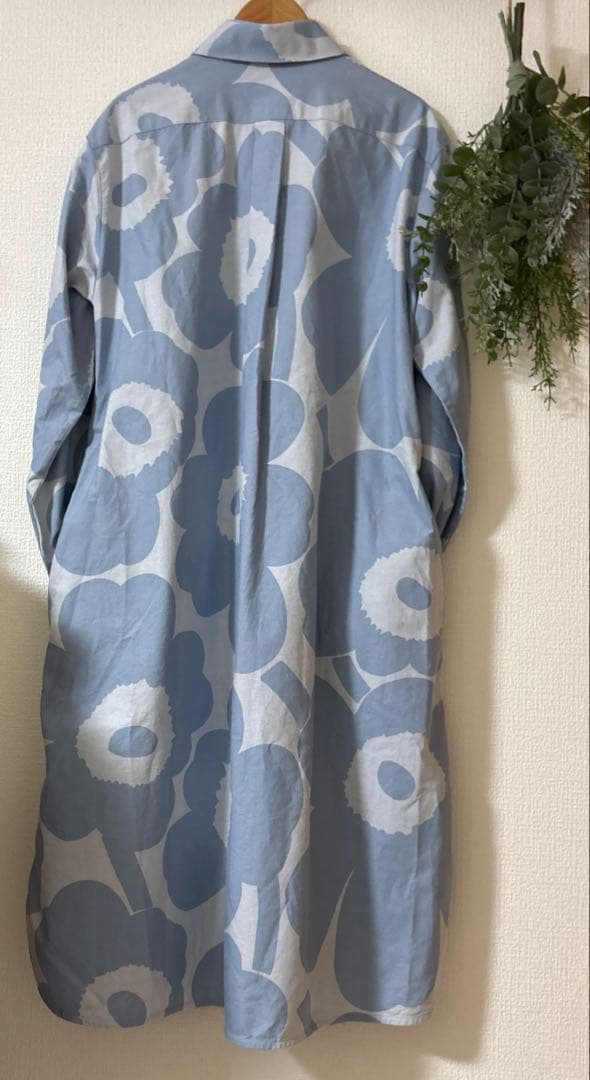 marimekko マリメッコ　シャツワンピース　ウニッコ　ライトブルー　人気色