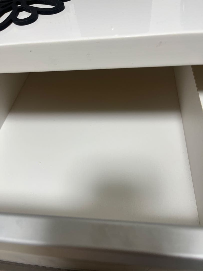 ホワイト 引き出し式食器棚 3段