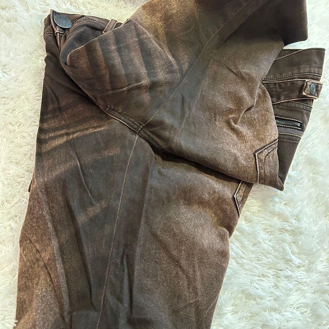 美品⭐︎Lee デニム　カーゴ パンツ　フェイド加工y2k ヒゲ ブラウン　34