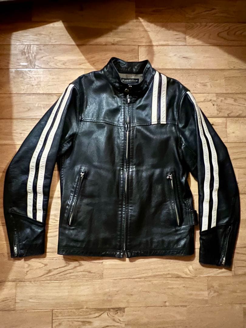HAROLD’S GEAR★ホースシングルストライプレザーライダース★M★本革
