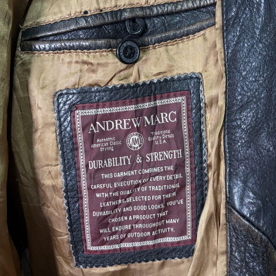 渋フェード Andrew Marc 本革 レザージャケット 短丈 ヴィンテージ