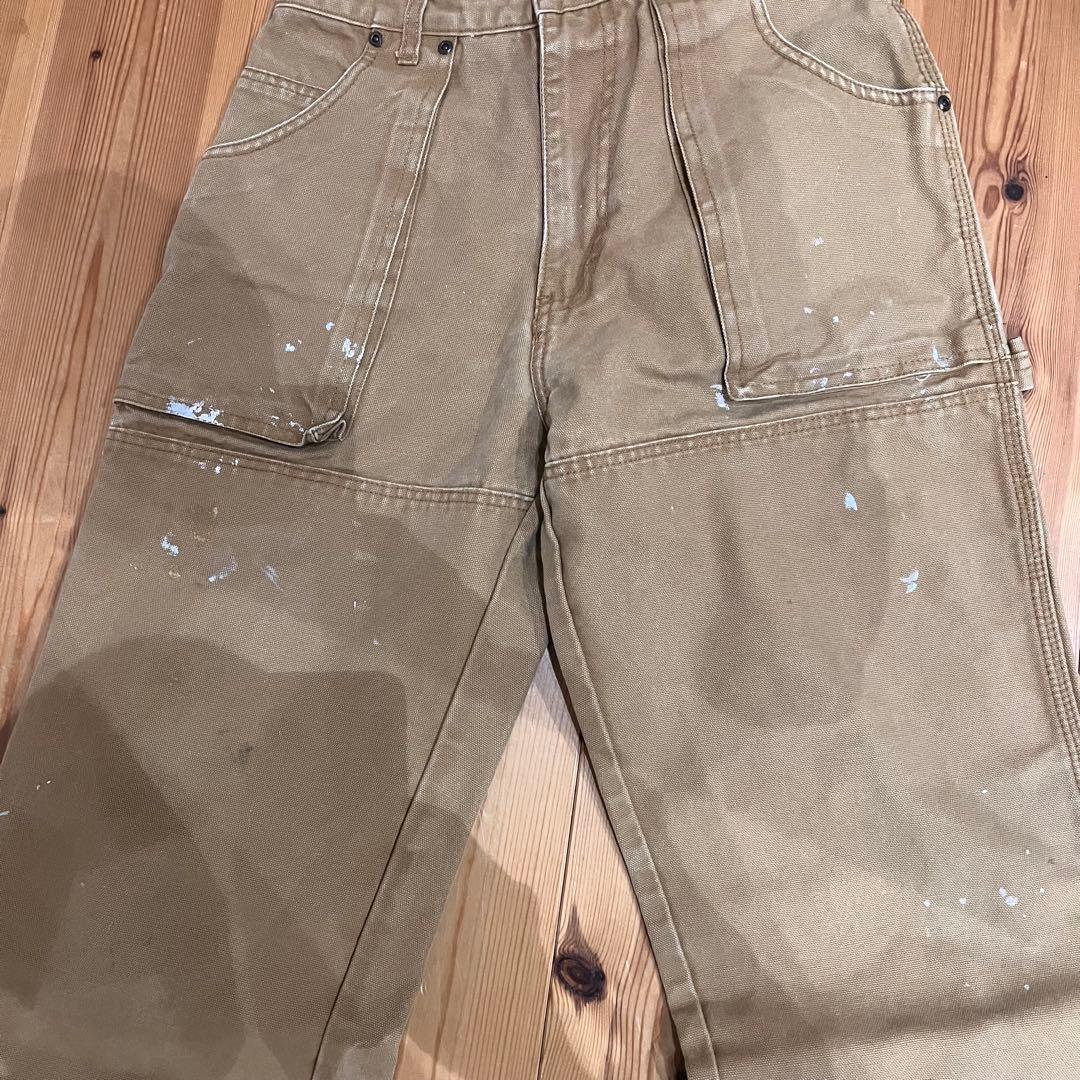 ディッキーズ Dickies ワークパンツ ダブルニー ブラウン ペンキ飛び