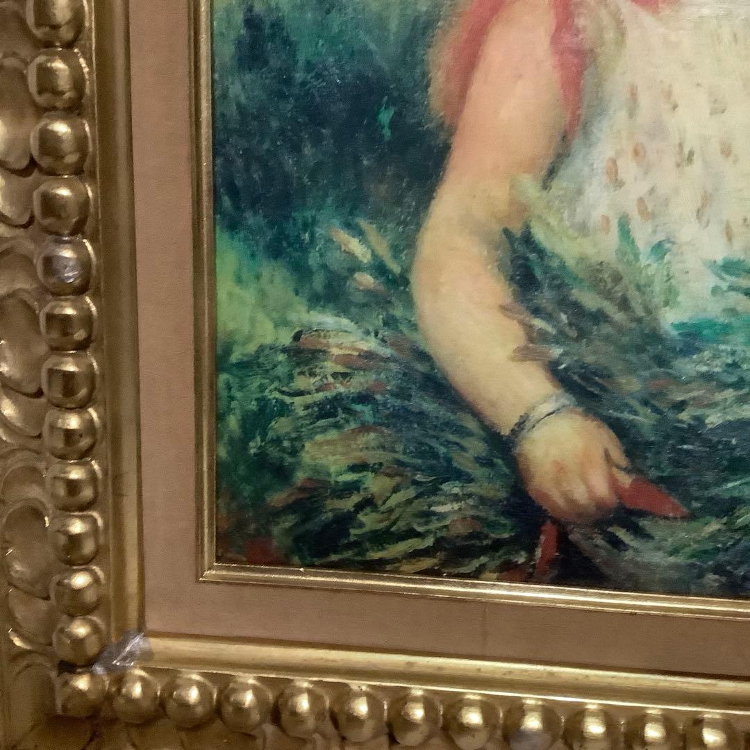 名前が分かりませんさん専用　ルノワール　油彩画　【麦束を持つ少女】　金色