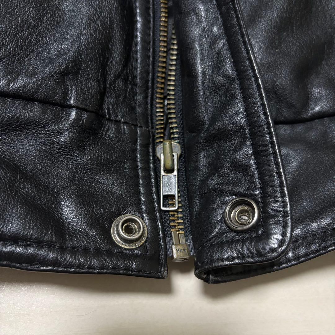 90s JACKERS 本革レザージャケット　短丈　中綿　牛革　ブラック　M
