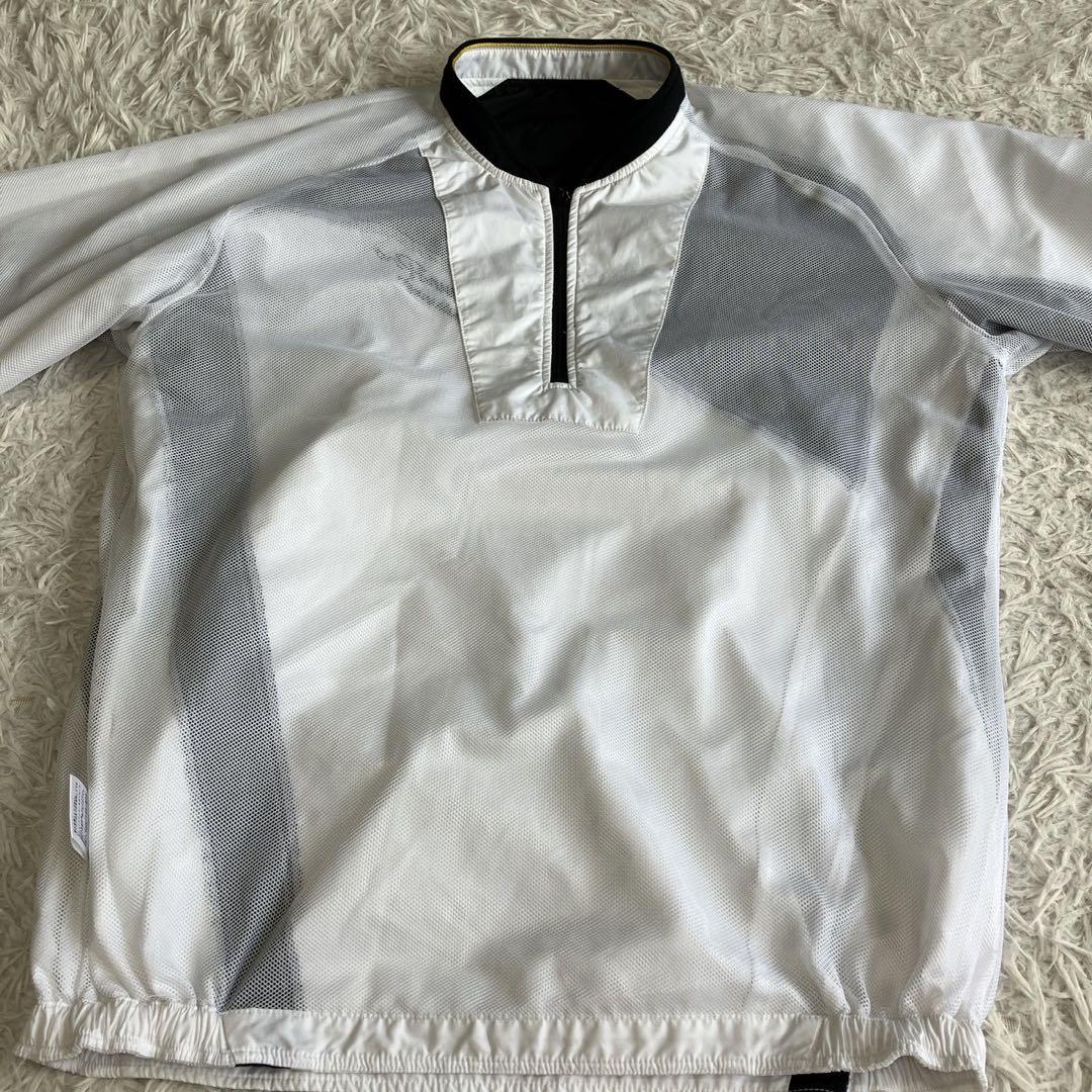 ◎極美品 ミズノプロ ハーフジップ トレーニングシャツ 防風 白黒 XO