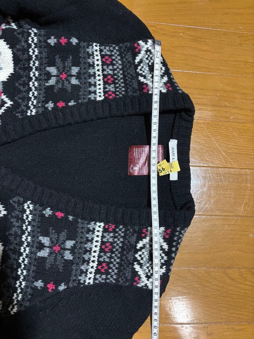 美品 マーク&ロナ スカル柄ブラックニットカーディガンM