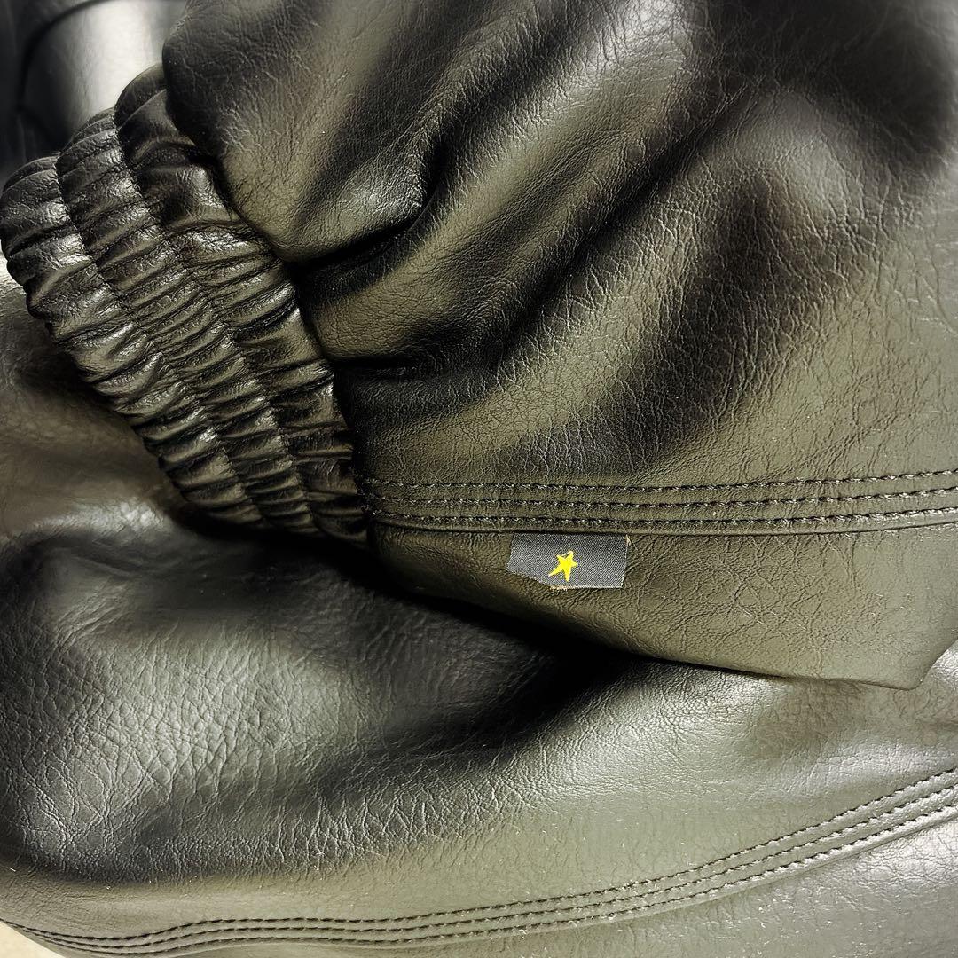 ZARA　フェイクレザー メンズ　フード付きジャケット XLサイズ　光沢　黒