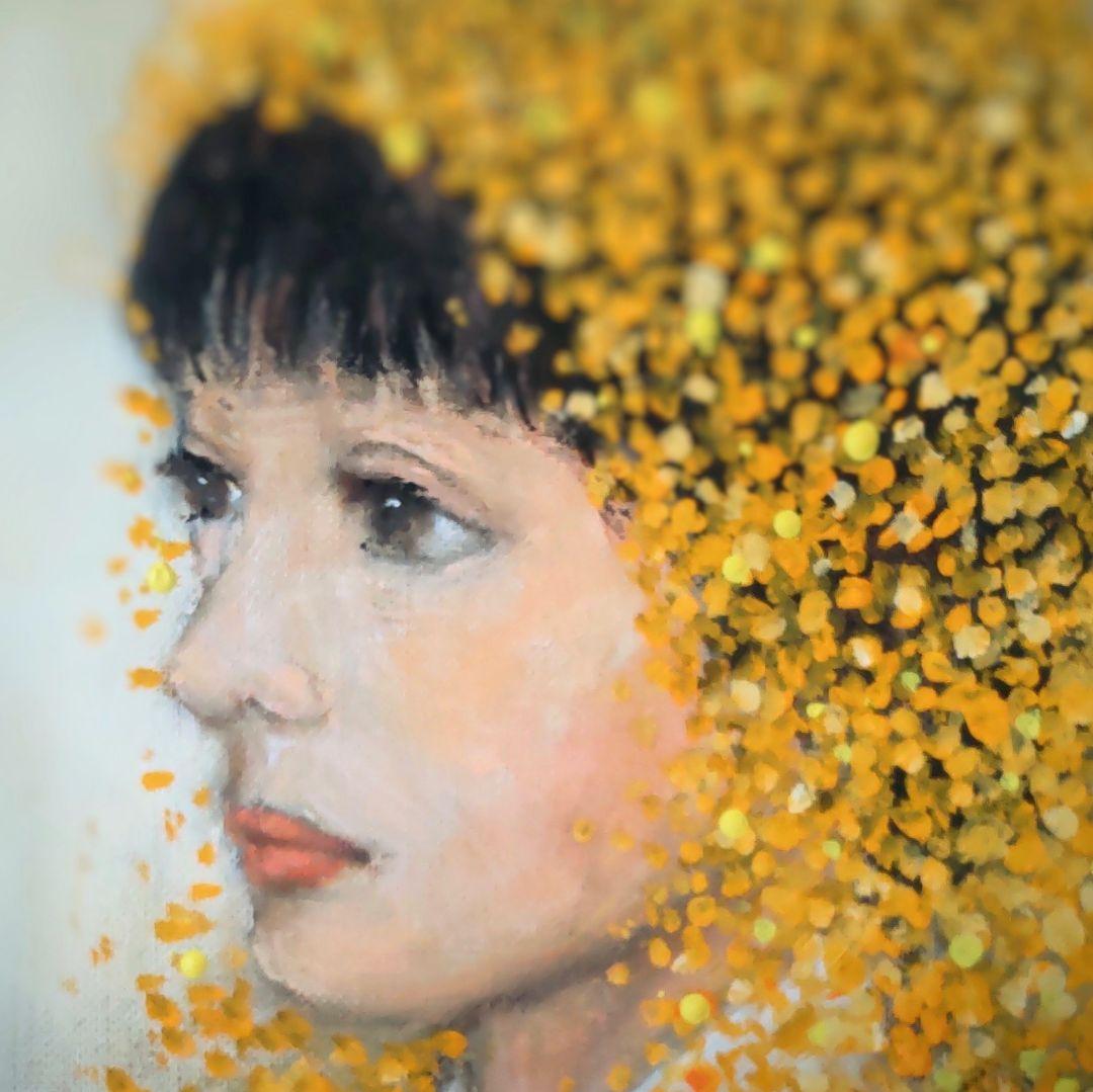 セール♥️油彩・アクリル画「ミモザ」Ｆ8 号 38×46cm