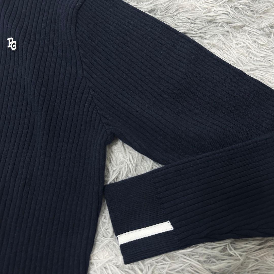 新品　パーリーゲイツ　モックネック　ニット　セーター　カシミヤ混　ネイビー　6