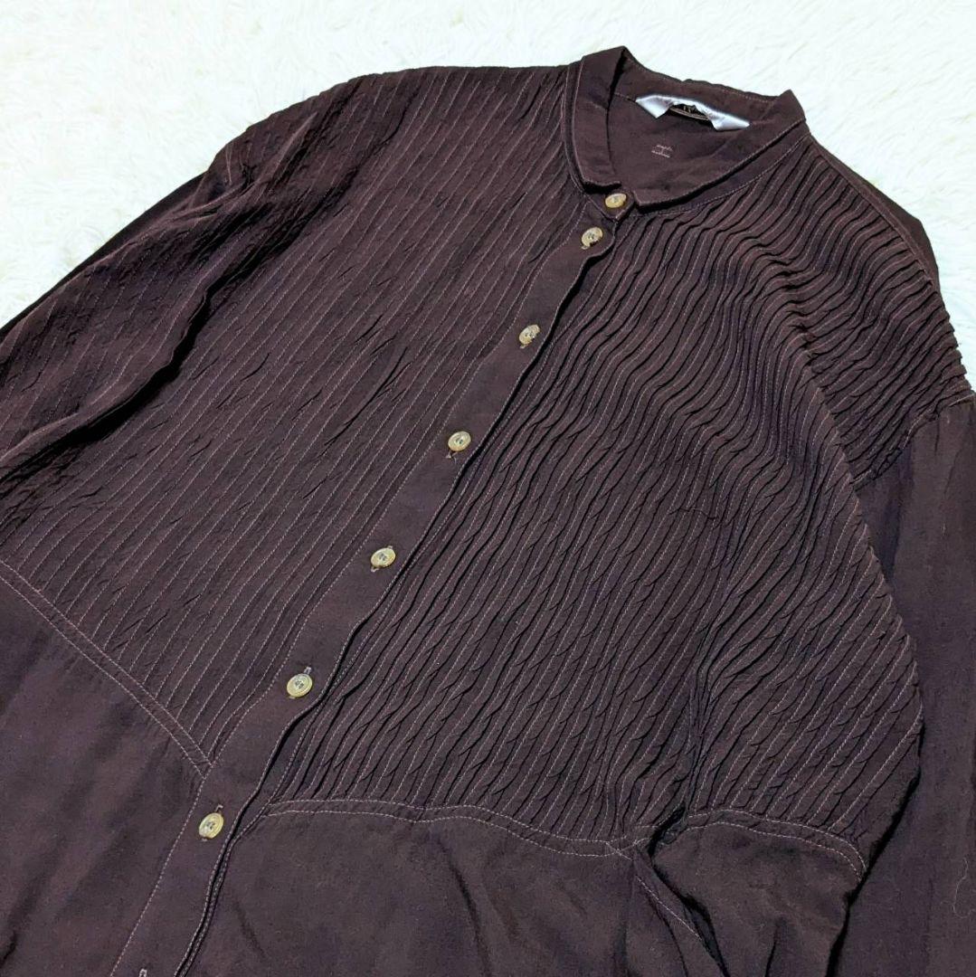 ヤッコマリカルド ピンタック ロングワンピース洗える ブラウン フリーサイズ