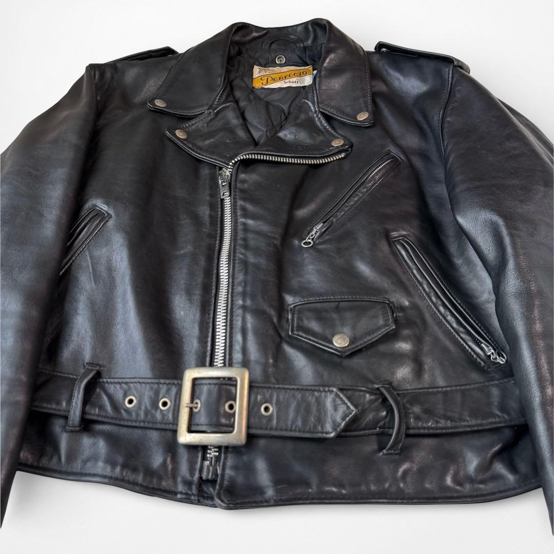 Schott 118 ダブルライダース 46 ブラック カウハイド USA 黒