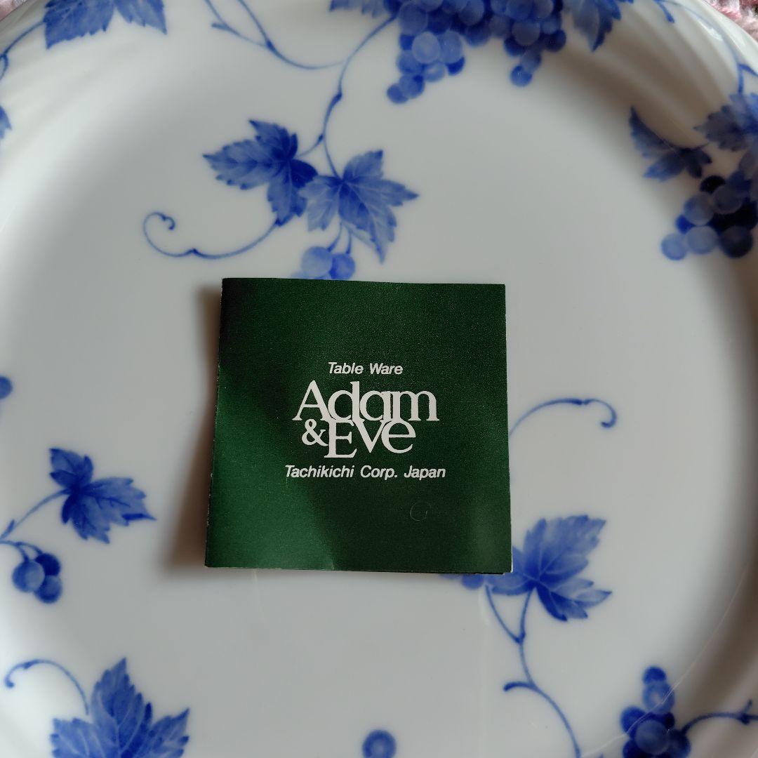 ケーキ皿　5枚セット　Adam＆Eve　たち吉　金縁取り　マイクロウェーブプルー