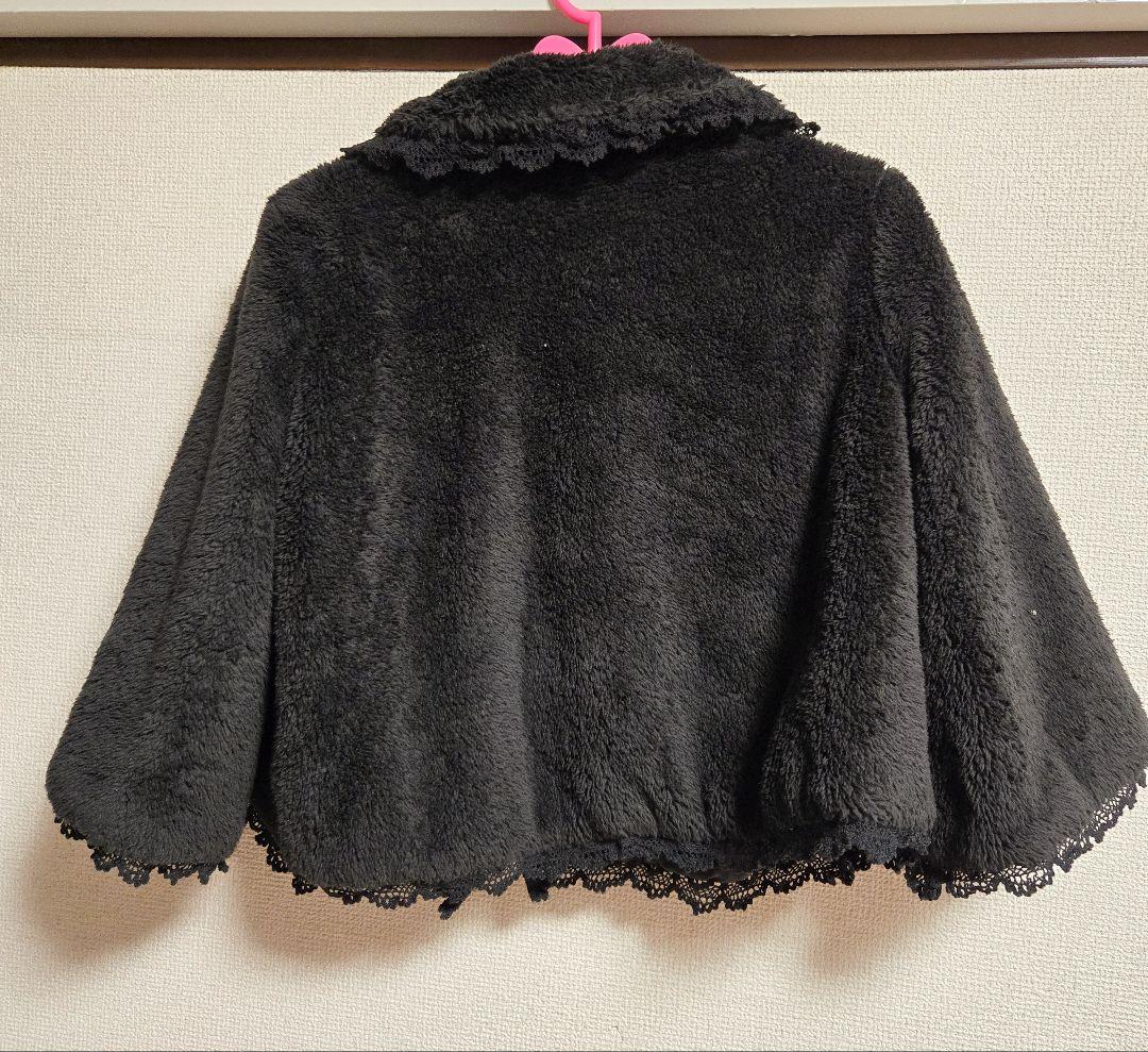 BABY モコモコリボンショートコート 黒 ブラック
