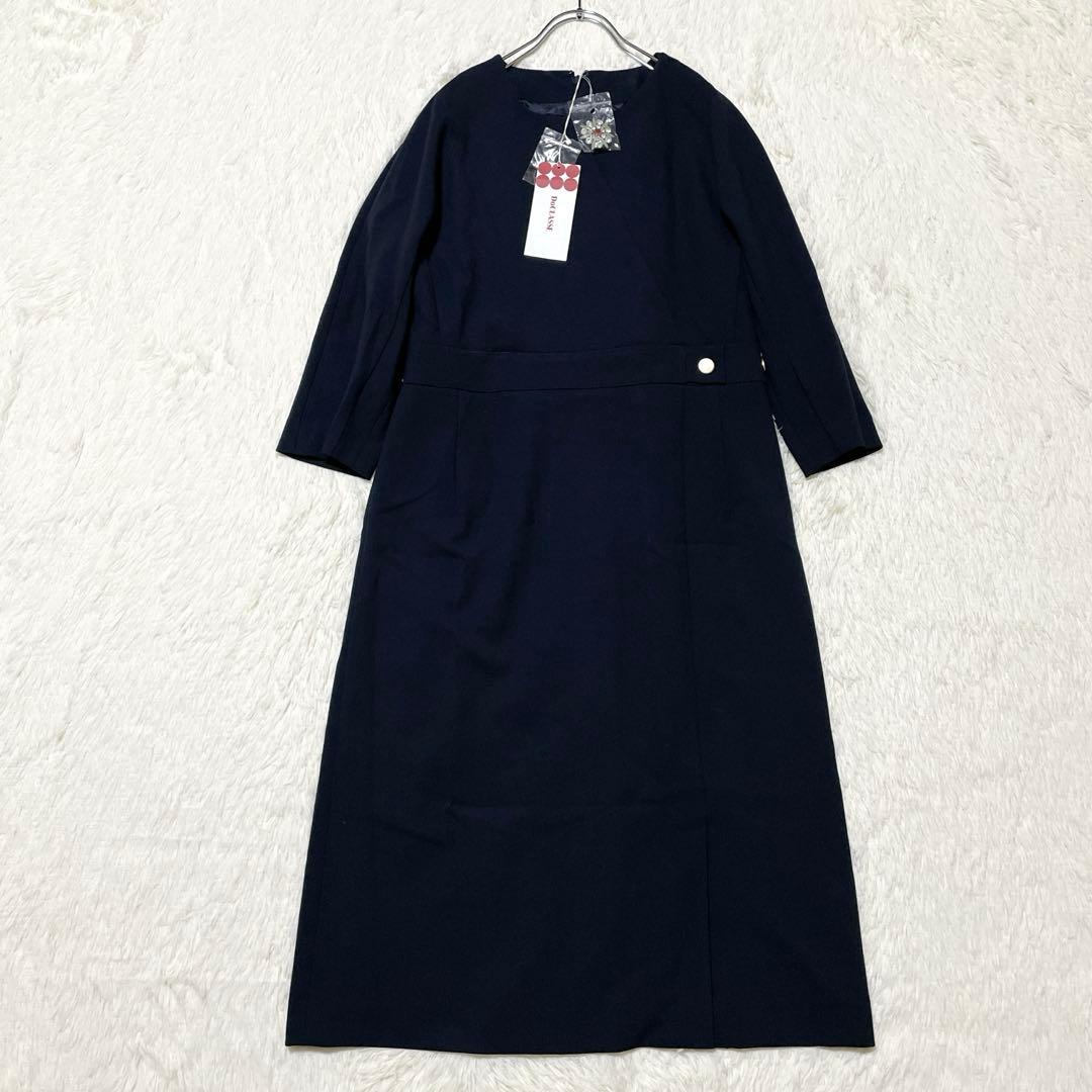 【新品タグ付き】 ドゥクラッセ 金ボタン ロングワンピース ネイビー 3L