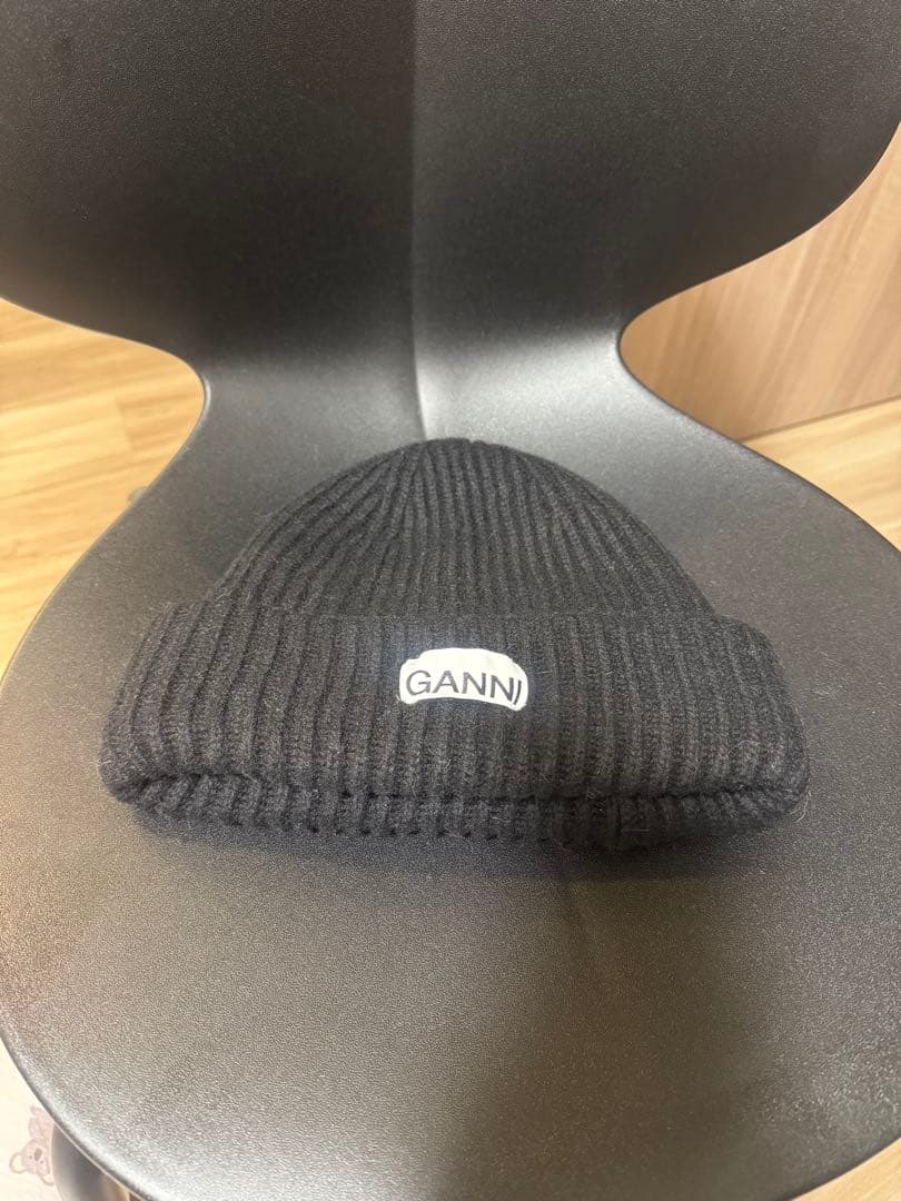GANNI リブニット ビーニー ブラック