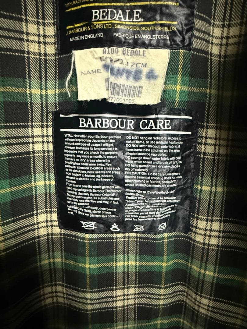 90s Barbour BEDALE Made in Englan サイズ46