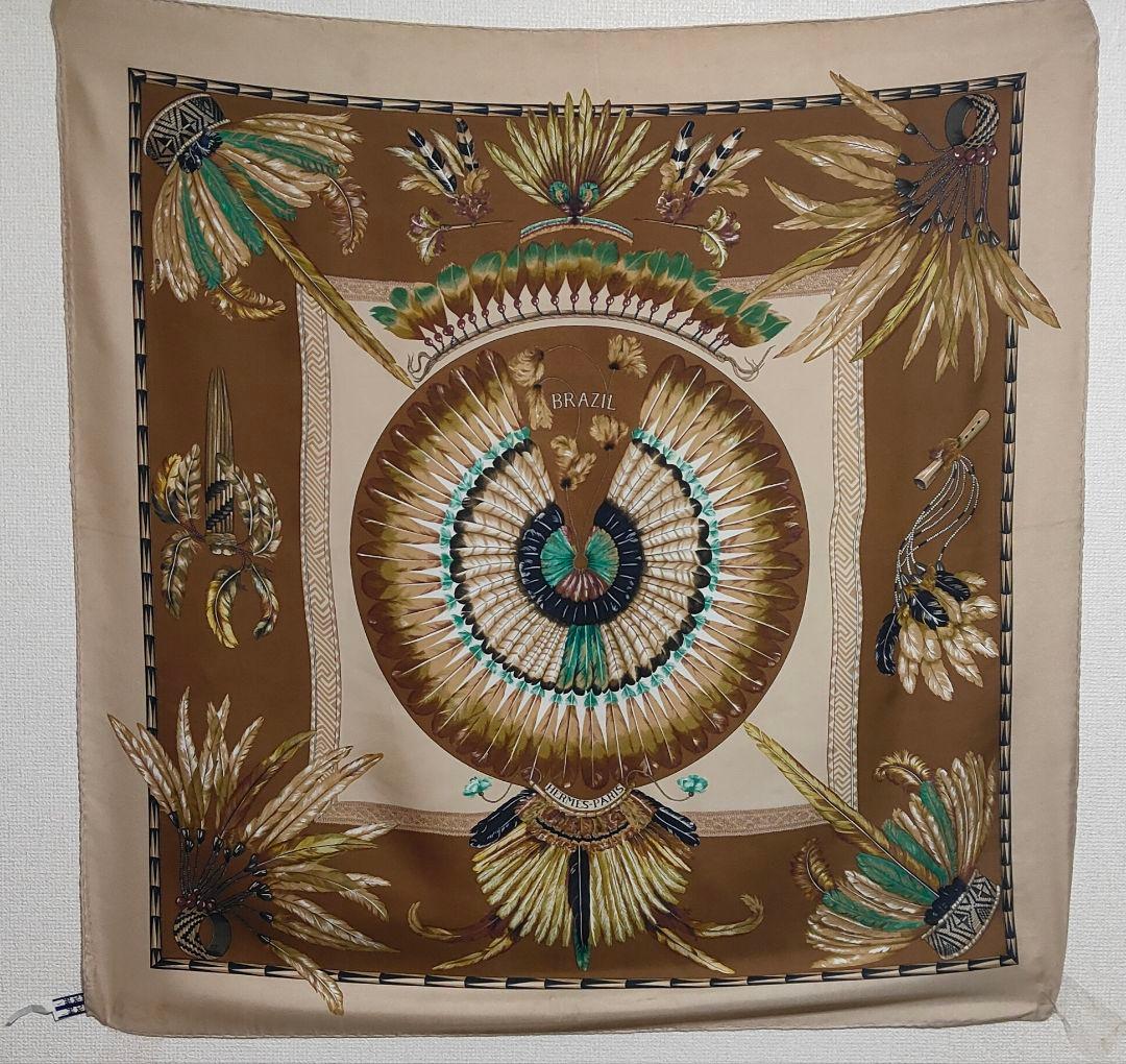 HERMES エルメス カレ BRAZIL ブラジル モチーフ シルクスカーフ