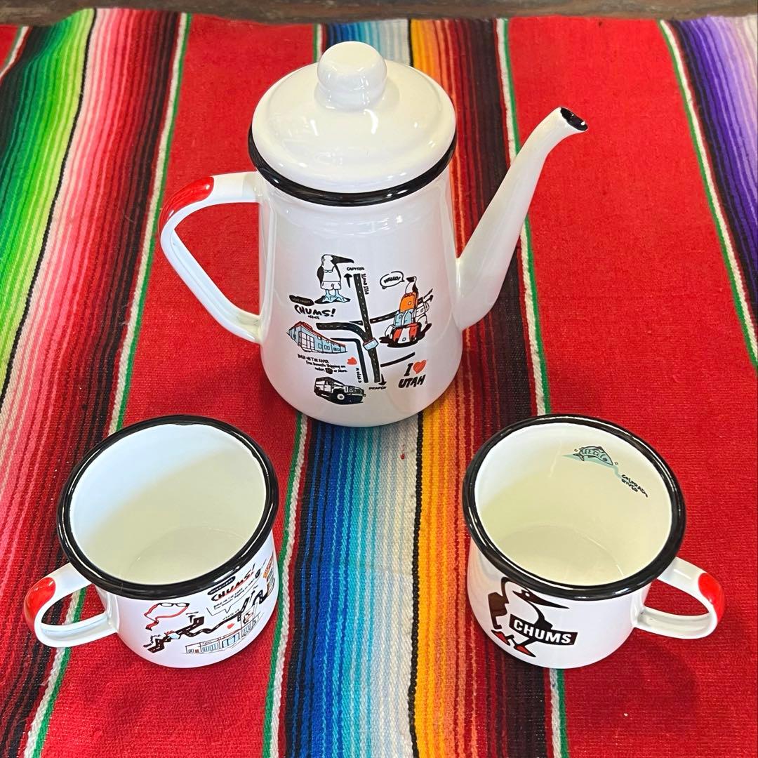 CHUMS Enamel kettle チャムス ケトル&マグ 2つ　ホーロー