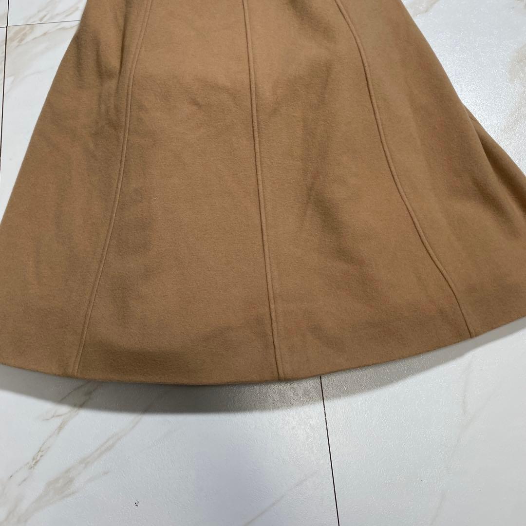 美品♡リリーブラウン レザーパイピング ケープコート ポンチョ 羊毛 キャメル