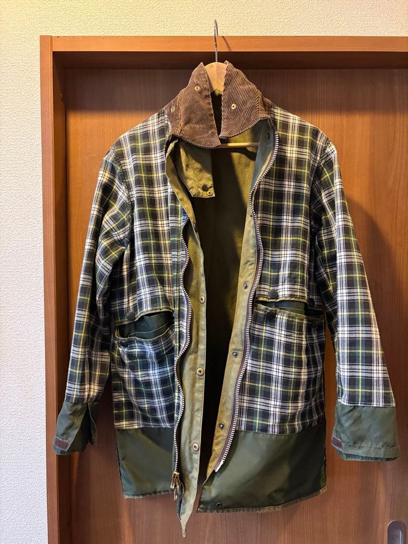 バブアー　ボーダー　リサイズ　オイルアウト
