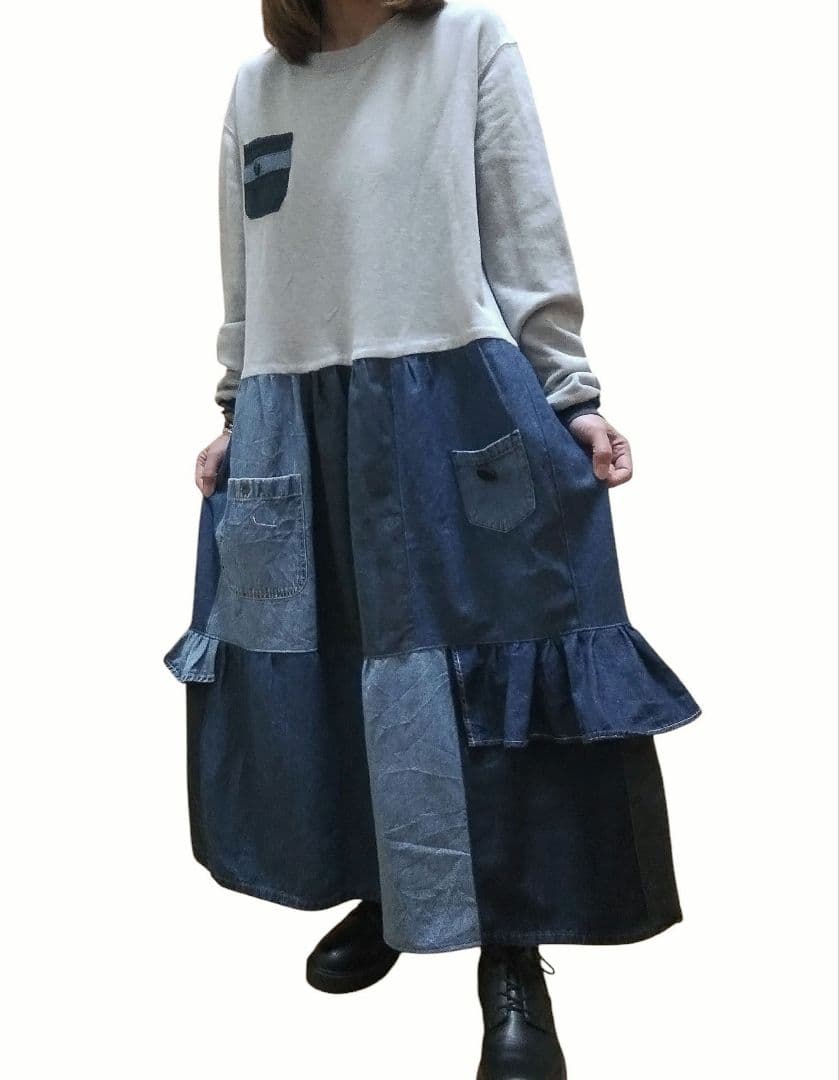 ✨✨✨✨専用✨✨✨✨✨✨✨✨ グレートレーナーとデニムリメイクパッチワークワンピ
