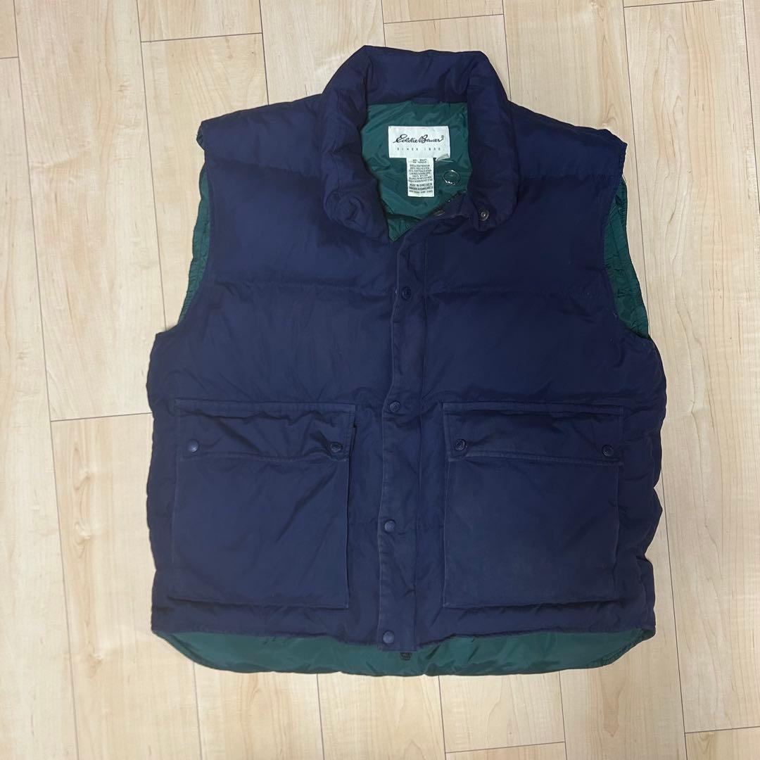 値段交渉大歓迎‼️90s‼️Eddie Bauer ネイビー グリーン　ダウンベスト