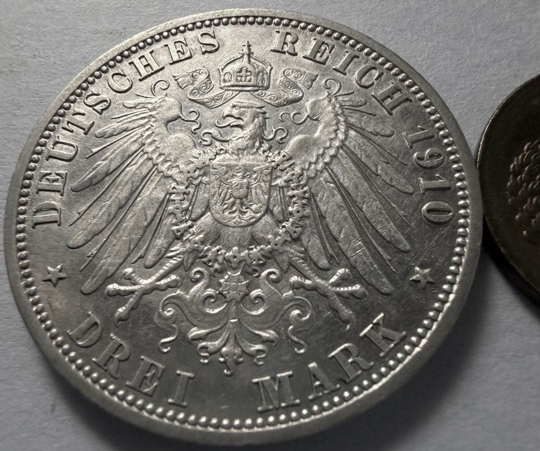 ア*ー様 1910年 ドイツ ザクセン王国＝ヴァイマルク＝アイゼナハ　3マルク銀