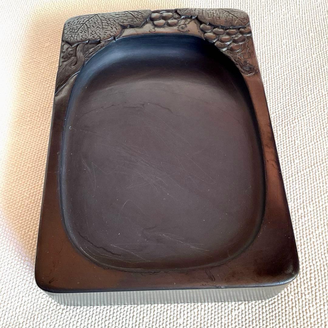 甲州　雨畑硯　秀峰作　葡萄硯