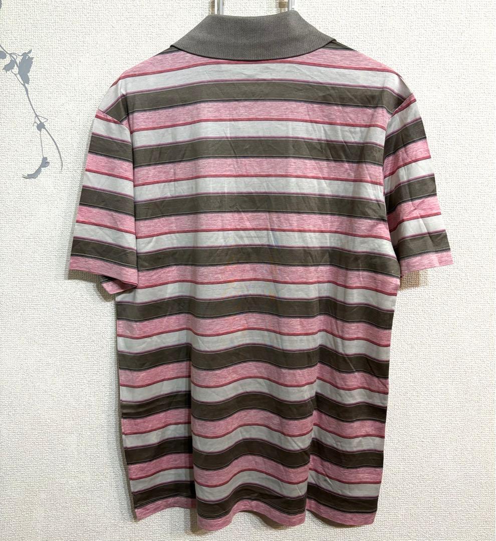新品 タグ付き イタリア製 メンズ ポロシャツ ゴルフウェア M ボーダー柄