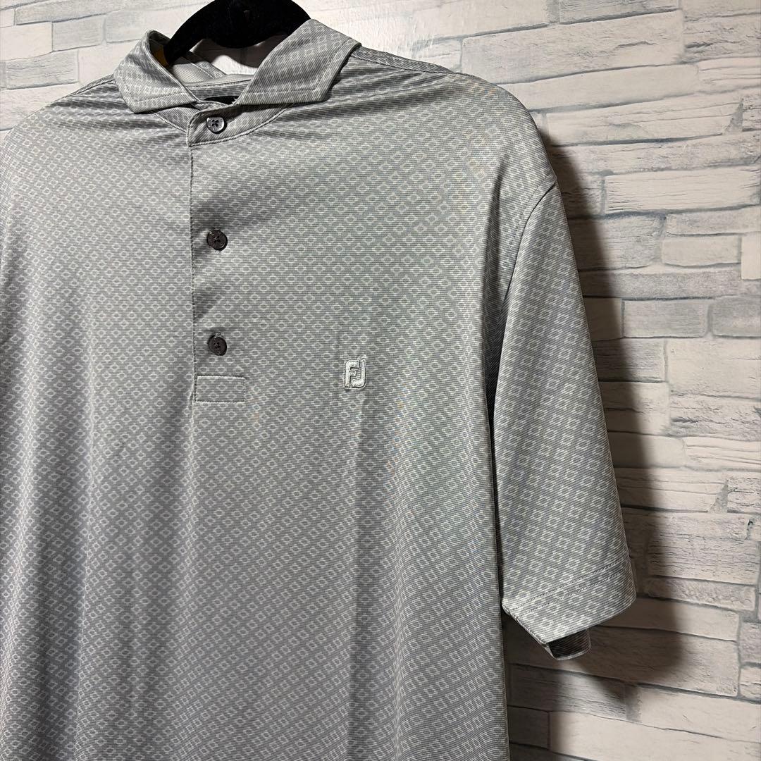 【中古美品】FOOT JOY フットジョイ ポロシャツ 総柄 グレー系2XL