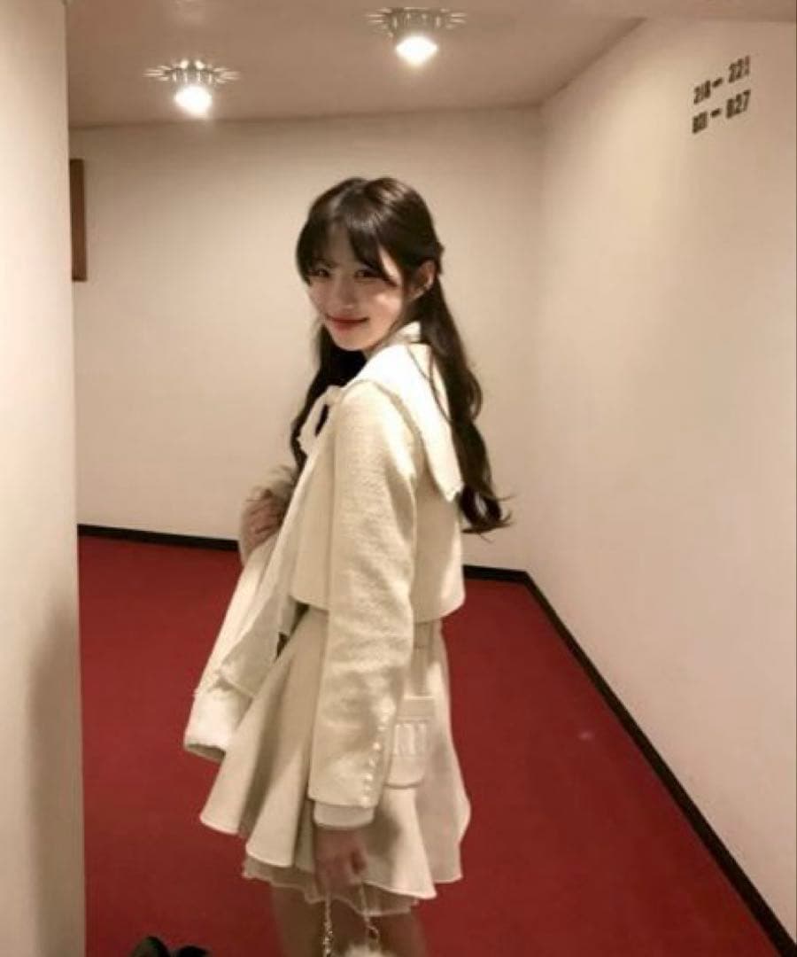 ジャケット・アウター muguet tweed frill sailor jacket IVORY