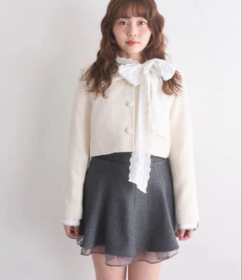 ジャケット・アウター muguet tweed frill sailor jacket IVORY