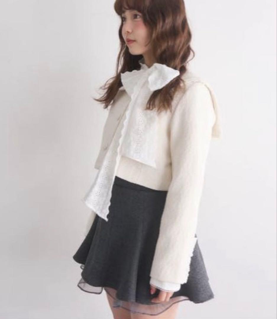 ジャケット・アウター muguet tweed frill sailor jacket IVORY