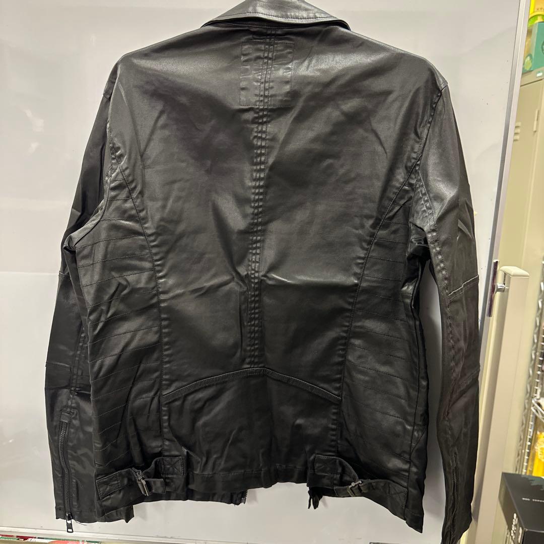 ARMANI EXCHANGEライダースジャケット 光沢 ブラック M