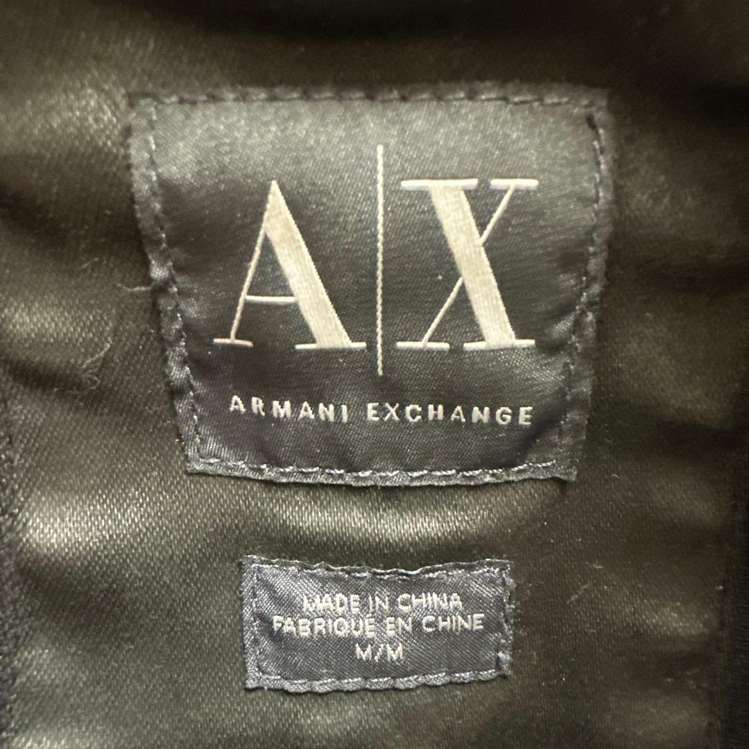 ARMANI EXCHANGEライダースジャケット 光沢 ブラック M