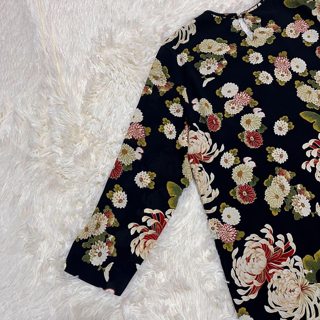 【美品】KANEKO ISAO 花柄 総柄 ワンピース ブラック