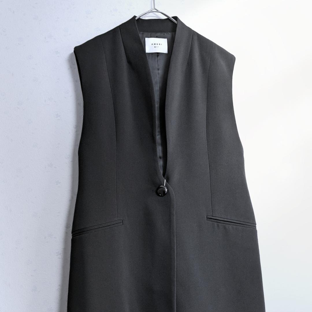 新品 Ameri WAVE COLLAR ANGULAR VEST ロング ジレ