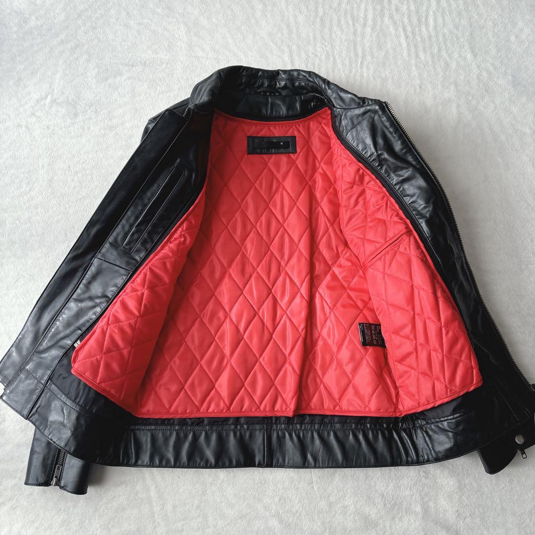 【美品】リューグーレザー　レザージャケット　カウレザー　牛革　ブラック　レッド