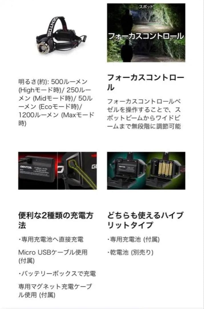 【美品】GENTOS GH-200RG ヘッドライト