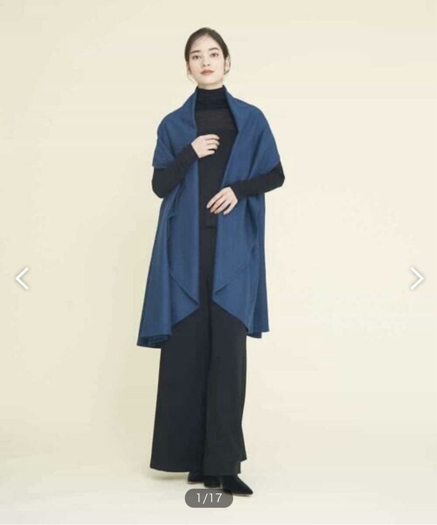 《シビラ》 (M) ウールロングケープジレ ボタンレス クラシカル 日本製 上品