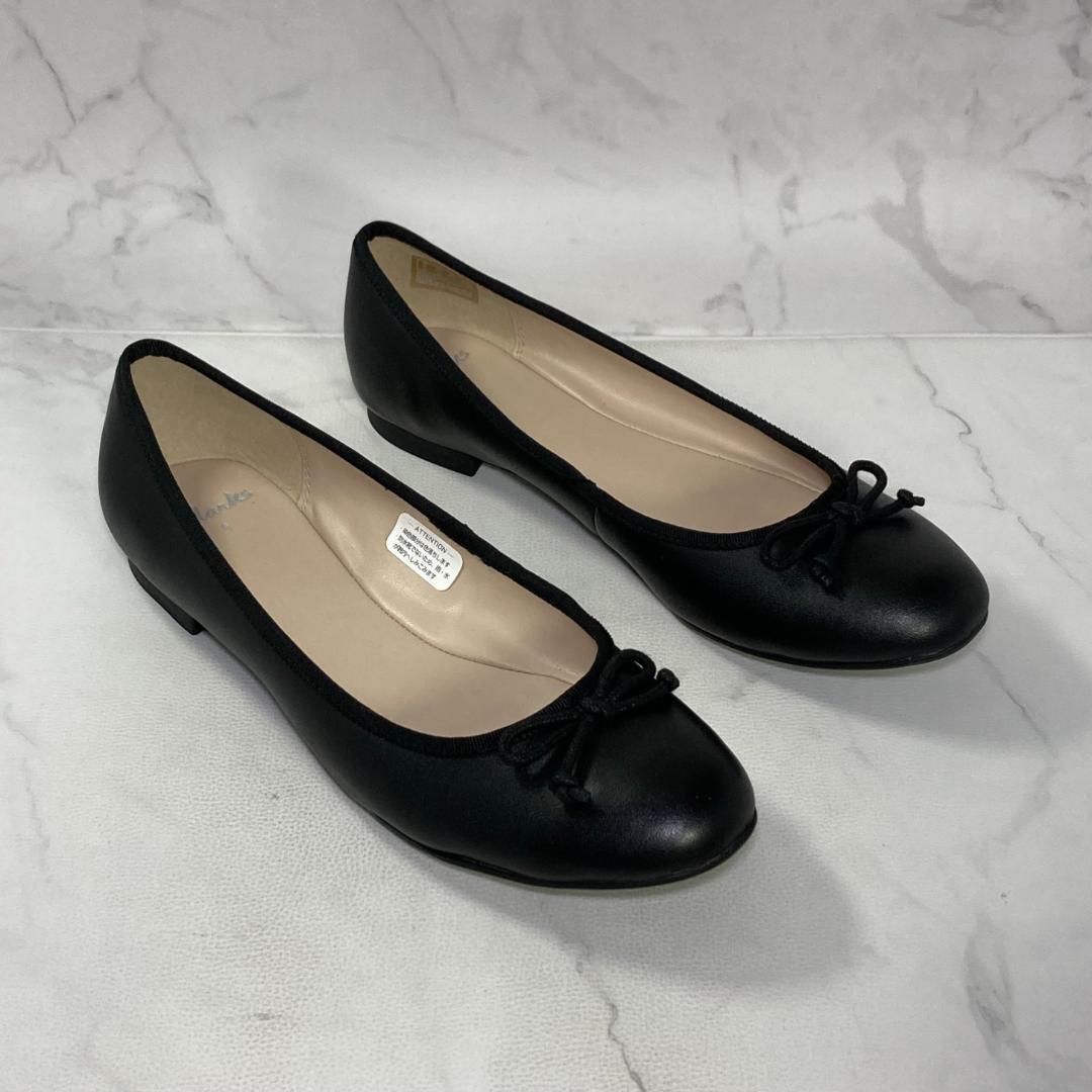 【美品】Clarks カルーゼルライド バレエシューズ 25㎝ ブラックレザー