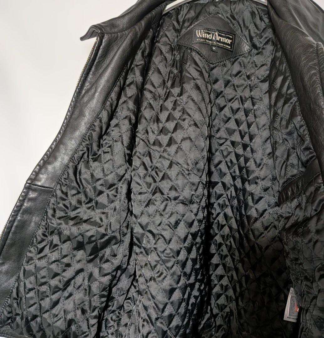 美品　WIND ARMOR　レザーライダースジャケット　ブラック　M