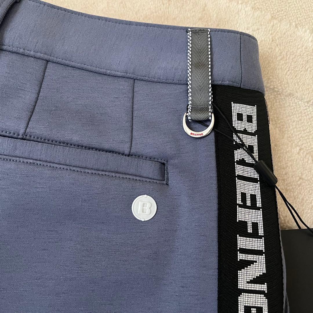 新品★34,100円 グレーM BRIEFING サイドロゴラインパンツ 灰×黒
