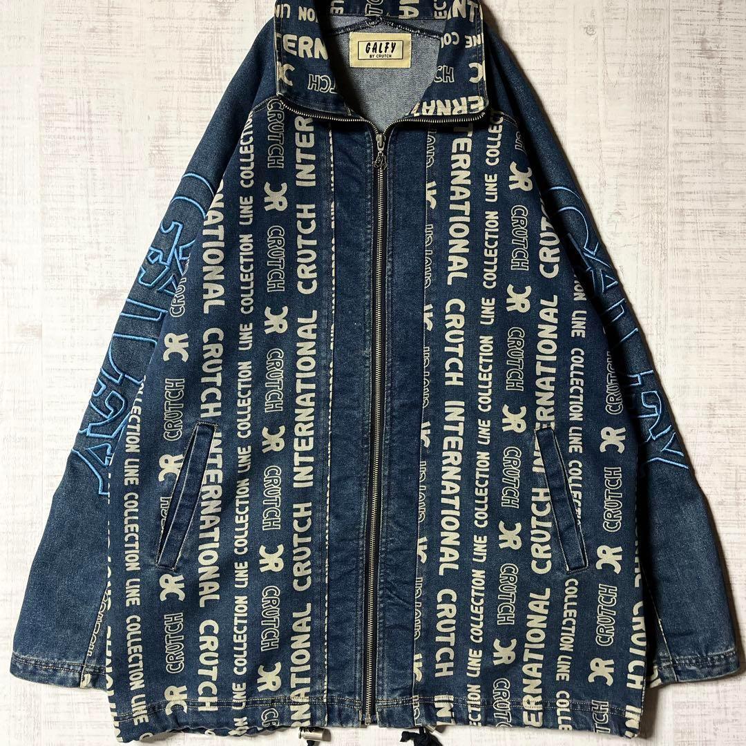 akio様ご購入分　ガルフィー 総柄デニムジャケット ビッグロゴ 刺繍 袖ロゴ