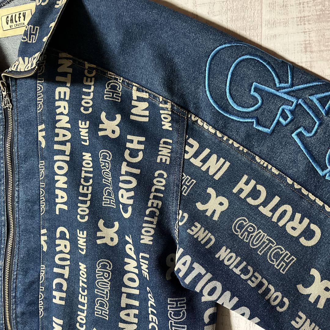 akio様ご購入分　ガルフィー 総柄デニムジャケット ビッグロゴ 刺繍 袖ロゴ