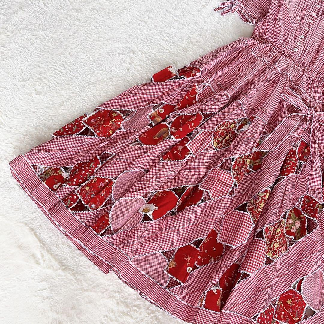 激レア美品【ワンダフルワールド】ギンガムチェック パッチワーク ロングワンピース