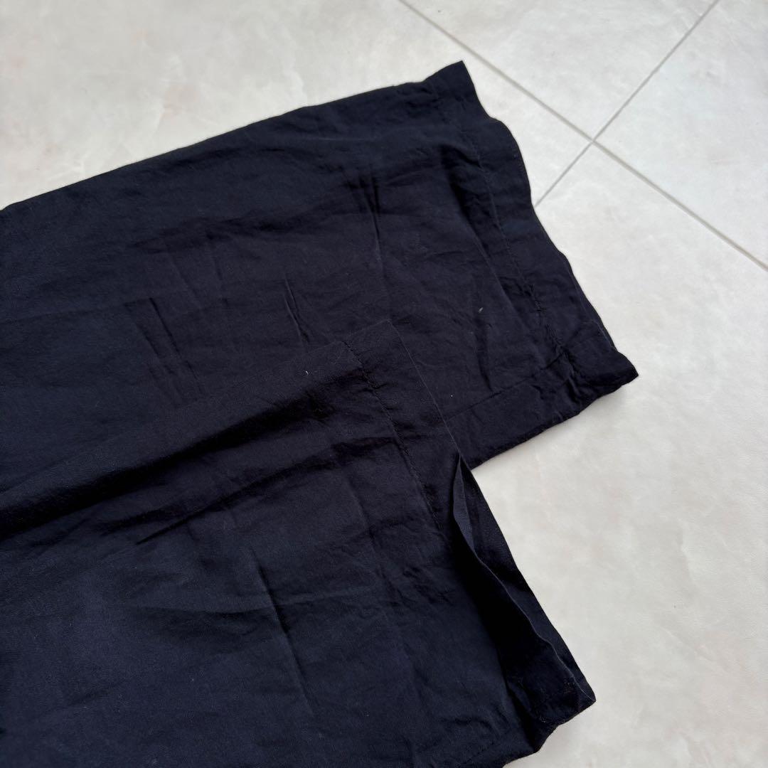 yuni カシュクールブラウス 紺F 刺繍レース ギャザー タッセル 2WAY
